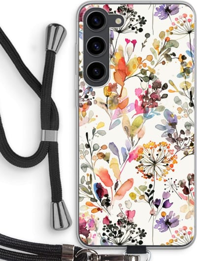Case Company® - Hoesje met koord geschikt voor Samsung Galaxy S23 Plus hoesje met Koord - Wilde grassen - Telefoonhoesje met Zwart Koord - Bescherming aan alle Kanten en Over de Schermrand