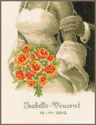 Vervaco - Telpakket kit - Huwelijk - Sepia - Huwelijksbloemen - PN-0012176 - Borduren - Borduurpakket - Borduurpakket Huwelijk - Borduurpakket volwassenen