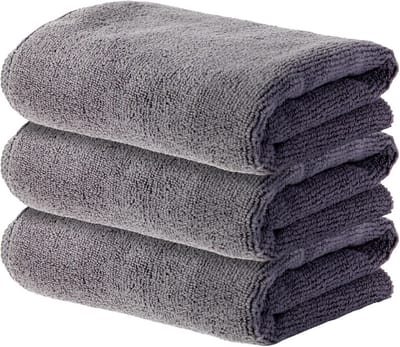 Microvezel Gymhanddoeken - Sneldrogende Sportdoeken - Sport en Reizen - Hoge Wateropname - 3-pack 35x74 cm - Grijs Blauw Paars