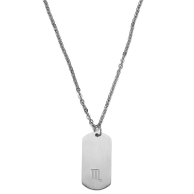 Zilverkleurige Stalen Ketting met Sterrenbeeld Schorpioen