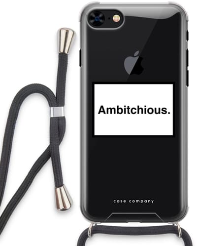Case Company® - Hoesje met koord geschikt voor iPhone 8 hoesje met Koord - Ambitchious - Telefoonhoesje met Zwart Koord - Bescherming aan alle Kanten en Over de Schermrand
