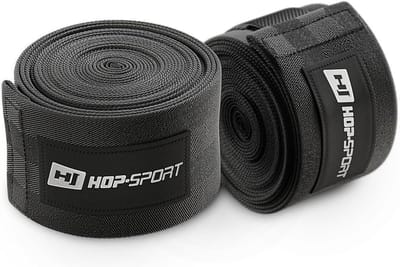 Hop-Sport – Boksbandages – 4 m – Zwart – Katoen – Met Klittenbandsluiting voor Hand- en Polsbescherming