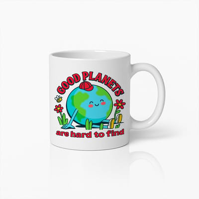 Good Planets Are Hard to Find Mok – 330 ml Milieuvriendelijke Koffiebeker – Schattig Aarde Ontwerp – Perfect Cadeau voor Milieu- en Natuurliefhebbers