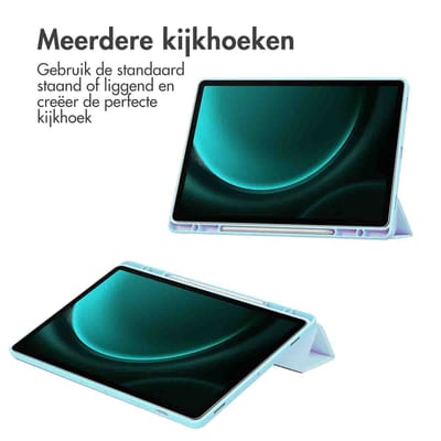 imoshion Tablet Hoes - Geschikt voor Samsung Galaxy Tab S9 11.0 inch Plus / Galaxy Tab S9 11.0 inch FE Plus / Galaxy Tab S10 Plus - Trifold Hardcase Bookcase - Lichtblauw