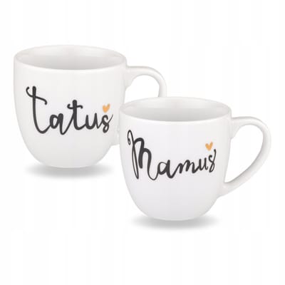 Set van 2 Mokken "Mama" & "Papa" - 300 ml - Porselein