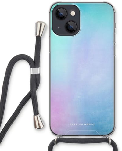 Case Company® - Hoesje met koord geschikt voor iPhone 13 hoesje met Koord - Mist pastel - Telefoonhoesje met Zwart Koord - Bescherming aan alle Kanten en Over de Schermrand