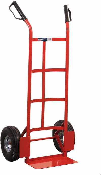 FERM - TTM1028 - Steekwagen - Maximaal draagvermogen - 225kg – Steekplaat - 350x180mm - kogel - Gelagerd - Met - Luchtbanden - Voor - Optimale - Wendbaarheid - 119,5cm hoog - Handvatten met beugel - Rood - Chariot - Trolley -Hand truck - Sackkarre