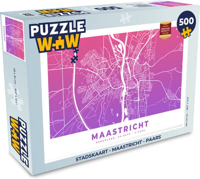 Puzzel Stadskaart - Maastricht - Paars - Legpuzzel - Puzzel 500 stukjes - Plattegrond