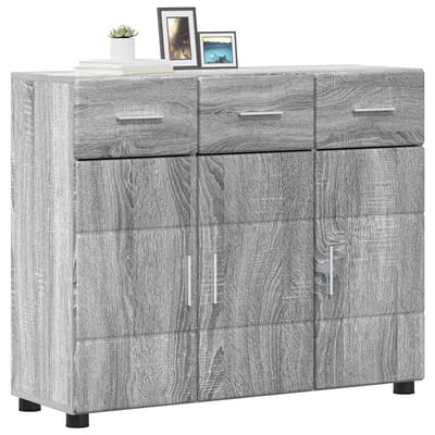 vidaXL - Dressoir - FLORIN - 88,5 - x - 30,5 - x - 73 - cm - Grijs - Sonoma - Bewerkt - hout