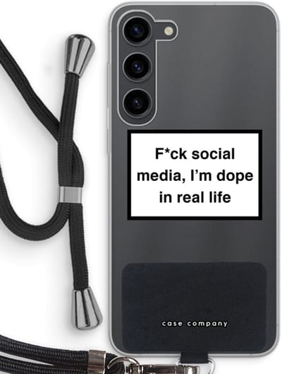 Case Company® - Hoesje met koord geschikt voor Samsung Galaxy S23 Plus hoesje met Koord - I'm dope - Telefoonhoesje met Zwart Koord - Bescherming aan alle Kanten en Over de Schermrand