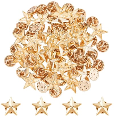 OmGoods - Dailygoody - Ster badge - Gouden reversspeld - 40 stuks - Militaire prijs pinnen - Geschikt voor kleding en rugzakken - 5-punts ster insignes