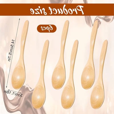 Set van 6 handgemaakte houten lepels van 14,5 cm voor honing, thee, koffie en jam - ideaal voor roeren en serveren