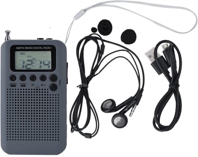 Allecto - Draagbare Radio - Pocket Mini Radio - Digitale Tuning - Grijs - 2 Band Stereo Radio - Geschikt voor Wandelen Jogging - Compacte Radio