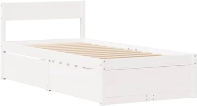 Bedframe met Lades - Eenpersoonsbed Ombouw - Slaapkamer Opbergen - Massief Grenenhout - 100x200 cm - Wit