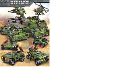 6 in 1 tank - bouwblokken - militair - 520 pcs