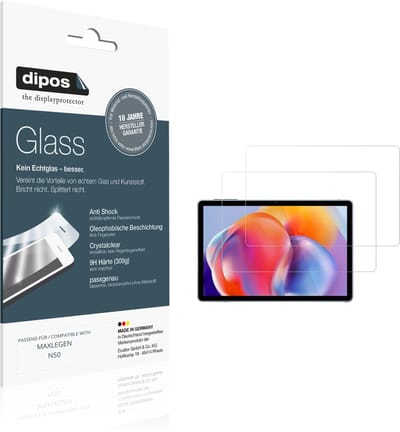 dipos – 2x Pantserfolie geschikt voor MAXLEGEN N50 | 9H Screenprotector