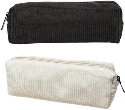Dailygoods- Etui 2 Stuks - Effen/Retro - Draagbare Opbergtassen - Fluwelen Materiaal - 20 x 7 x 5 cm - Zacht en Duurzaam - Pennenetui
