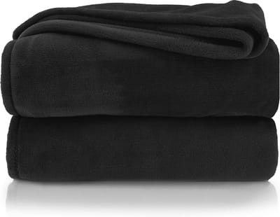 Hoogwaardig Flanellen Knuffeldeken - Super Zacht Fleece Deken, Woondeken, Oeko-Tex, Zwart, 170 x 130 cm
