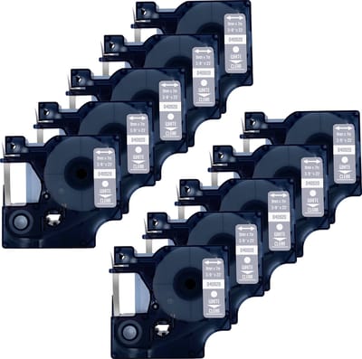 DULA Dymo D1 40920 Compatible label tape - 10 lettertapes - Wit op transparant - 9mm x 7m