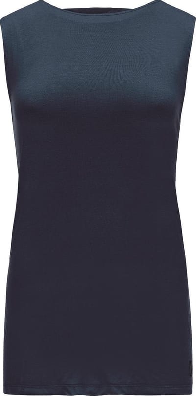 Re-Born - Sportkleding - Sporttop - Yoga top - Tanktop elastiek op rug - Mouwloze top - Langere top - Dames - Donkerblauw - Maat S