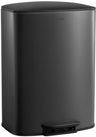 HÜSQ Prullenbak 50 Liter - RVS Vuilnisbak / Afvalemmer / Pedaalemmer - met Pedaal en Soft Close - Mat Zwart