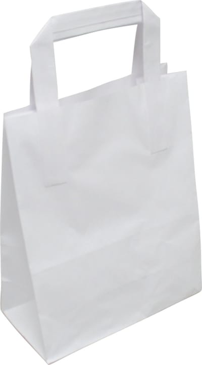 Neutraal 250 stuks Papieren draagtas platte handgreep buitenzijde Wit of Bruin kies uw maat - Product Kleur: Wit / Product Maat: 17,5x9,5