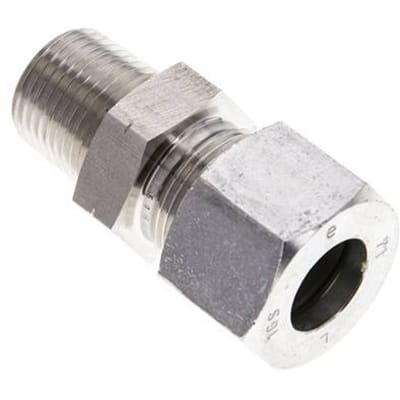 1/2'' NPT Buitendraad x 16S RVS Rechte Snijring Koppeling 400 Bar DIN 2353 - FL2S-MC-ST-012N-16-S