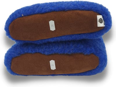 wollen sloffen 100% wol pantoffels -blauw/wit hoog model- maat 40
