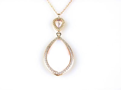 model Markies collier in zilver roze verguld gezet witte steen en cubic zirconia