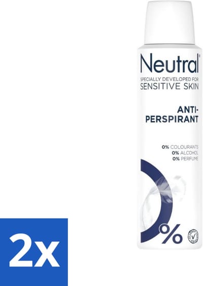 Neutral - Deodorant Spray - Anti-perspirant - Gevoelige Huid - 0% Kleurstof, Parfum & Alcohol - 150 ml - Voordeelverpakking - 2 stuks
