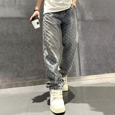 Jeans Heren Lente en Herfst Nieuw Los Recht Wijde pijp Casual Lange Broek M blauw