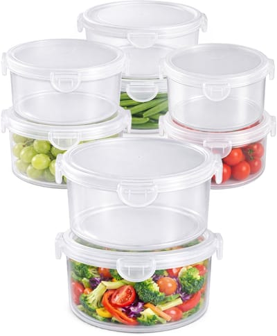 Plasticforte Vershoudbakjes set Classic - 8x stuks - vriezer en magnetron - kunststof - diverse maten - 600-700-1000-1600 ml - ronde vorm