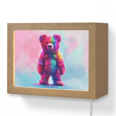 Wandlamp 20x15 cm - Oplaadbaar - Beer - Kleurrijk - Dier - Wandlampen binnen woonkamer - Slaapkamer lamp met kabel - Decoratieve nachtlamp - Vloerlamp snoer