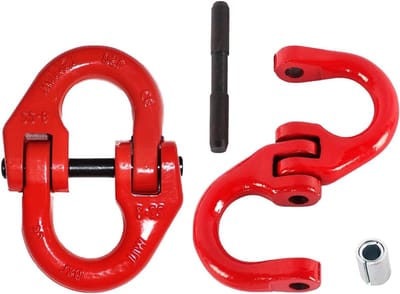 2-pack Hammerlock Clutch Verbindingslink, G80 Legeringsstaal Dubbele Ring Bevestigingsconnector, 1.12t/250LBS Laadcapaciteit voor Veilig Rigging Gebruik