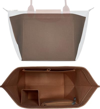 Tasorganizer voor Longchamp tas maat M - Le Pliage organizer voor dames handtas shopper - tasseninzet in bruin