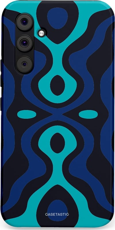 Casetastic Hoesje Geschikt voor Samsung A54 (5G) - Stijlvolle Beschermende Duo-layer Case - Blauwe Golf Lijnen