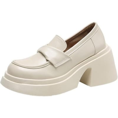 Damesschoenen Strik Loafers Plateau Hakken Lakleer Dames Hoge Hakken Slip-on Schoenen Puntige Neus Dikke Hak 38