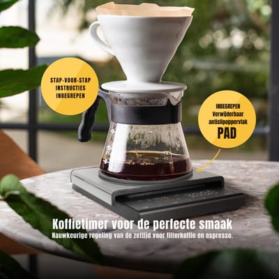 AMA® Koffie Weegschaal - Weegschaal - Scale - Zilver/Zwart - Max 3000 Gram - 24x17x5cm