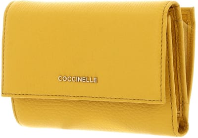 COCCINELLE Leren Portemonnee Metallic Soft Wallet Grainy Leather Soleado Geel