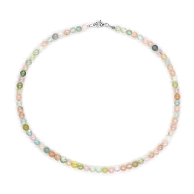 Cavill - Zilveren Halsketting 925 Sterling Zilver - Beril Kralen 107,374 ct - 45 cm - Gerhodineerd - Elegante Veelkleurige Nigeriaanse Beryl Sieraden