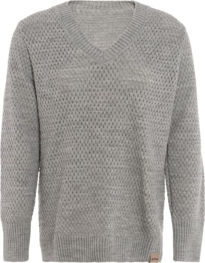 Knit Factory Ilse Gebreide V-hals Trui Gebreide Dames Trui - Grof gebreid - Trui dames winter - Pullover dames - lange mouw - Wintertrui - Damestrui - Boothals - Iced Clay - 40/42