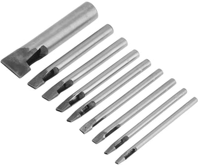 Dailygoods- Perforator Set van 9 - Leer/Handtassen - Koolstofstaal - Eenvoudig in Gebruik - Platte Bodem - Efficiënt Stansen - Pons