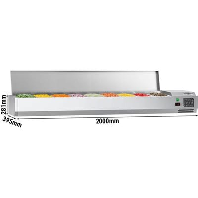 GGM Gastro Kühlaufsatzvitrine ECO - 2000x395mm - 9x GN 1/3 Zilver