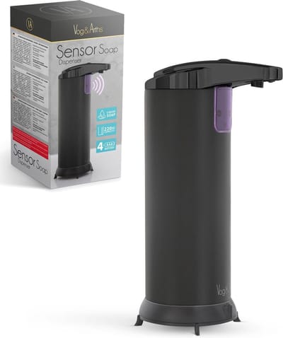 Vog&Arths - Automatische Zeepdispenser Sensor Zwart - 220 ml Contactloze Zeepdispenser - Werkt Op Batterijen - Navulbare Handzeep Dispenser - Voor Badkamer, Toilet En Keuken - Mat Zwart
