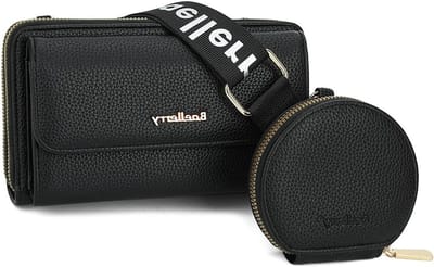 Dames Schoudertas voor Mobiele Telefoon met RFID Bescherming, Crossbody Tas met Creditcardvakjes en Muntzak, Zwart en Stijlvol