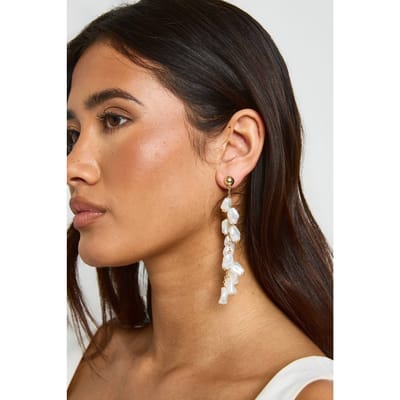 boohoo Dames Parel Druppel Oorbellen | Goud