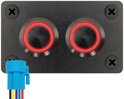 ProRide Metalen drukschakelaars in Tweevoudig inbouwpaneel 220V ON-OFF - 19mm - IP67 - LED indicatie Rood