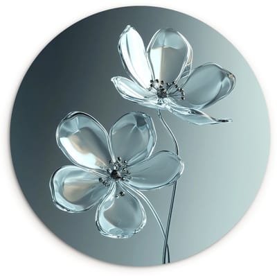 WallCircle® Wandcirkel 120x120 cm - Muurcirkel Kristal - Bloemen - Grijs - Muurdecoratie woonkamer - Wanddecoratie slaapkamer - Kamer decoratie accessoires - Ronde schilderijen XXL