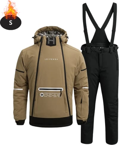 Nivard Skipak - SkiBroek - Skijas - Ski Suit - Wintersport - Heren - 2-Delig - Khaki - Maat S
