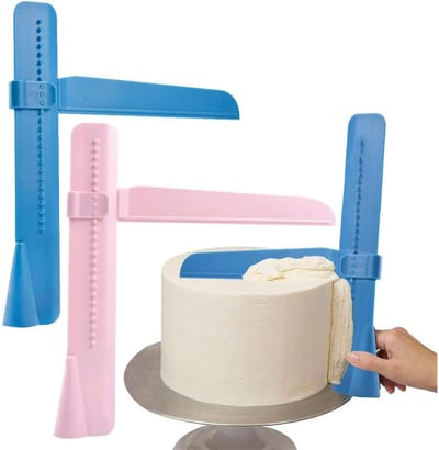 longziming -Taartschraper Set (2 Stuks) – Verstelbare Cakeschraper voor Botercrème – Strakke Randen – Eenvoudig Schoonmaken – Voor Thuis & Bakkerij